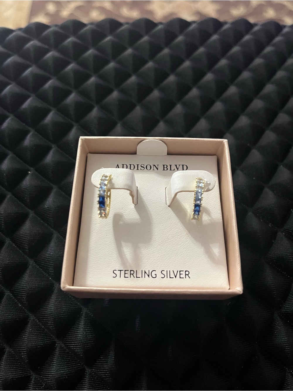 925 Hoop Earrings with Blue and Clear Stones